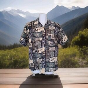 Splatt Fine Resortwear Shirt Men's Size Lg All Over Geometric Print Short Sleeve